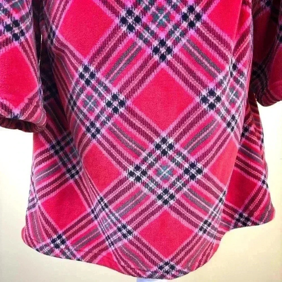 Victoria”s Secret Lipstick Red/Pink Plaid Fuzzy Soft Fleece Mini Robe Size M/L - Picture 11 of 13